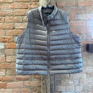 Ralph Lauren Tan Bronze Puffer Vest Down Filled